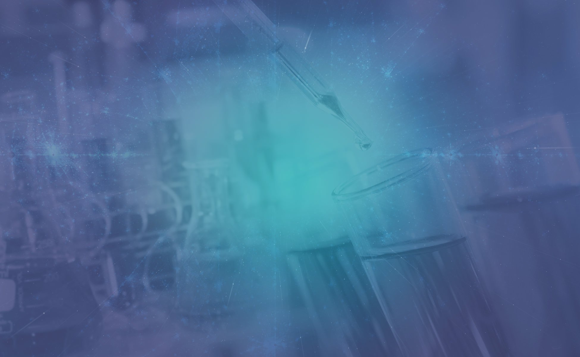 Test tubes in a lab with a heavy blue tinted overlay