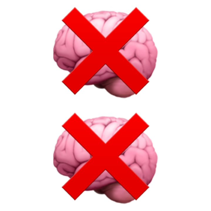Two Brains with X crossed out.