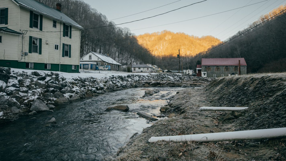 view up a river