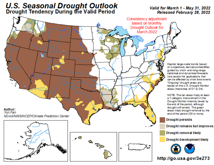 Seasonal drought outlook for the United States