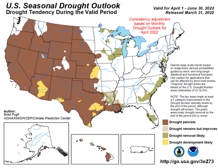 Seasonal drought outlook for the United States