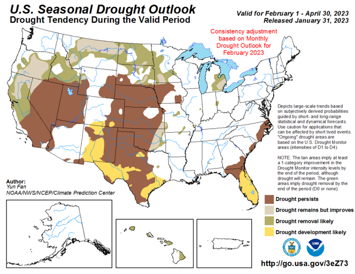 Seasonal drought outlook for the United States