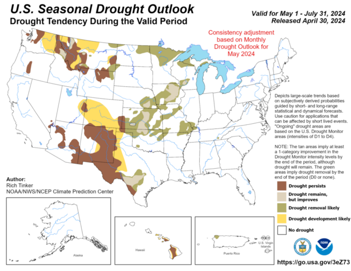 Seasonal drought outlook for the United States