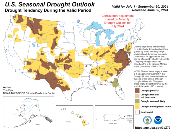 Seasonal drought outlook for the United States