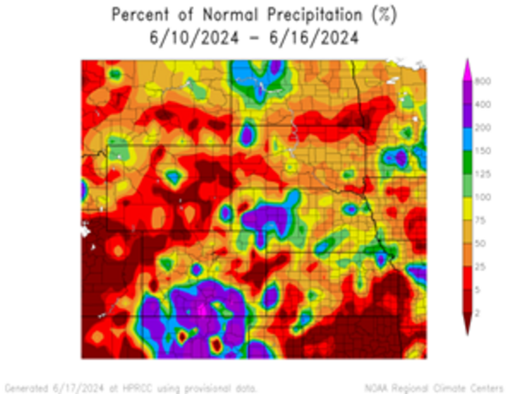 Departure from 1991-2020 normal precipitation in the High Plains Region