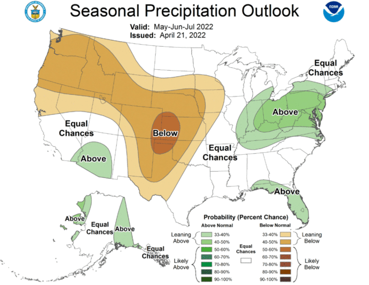 Seasonal precipitation outlook for the United States