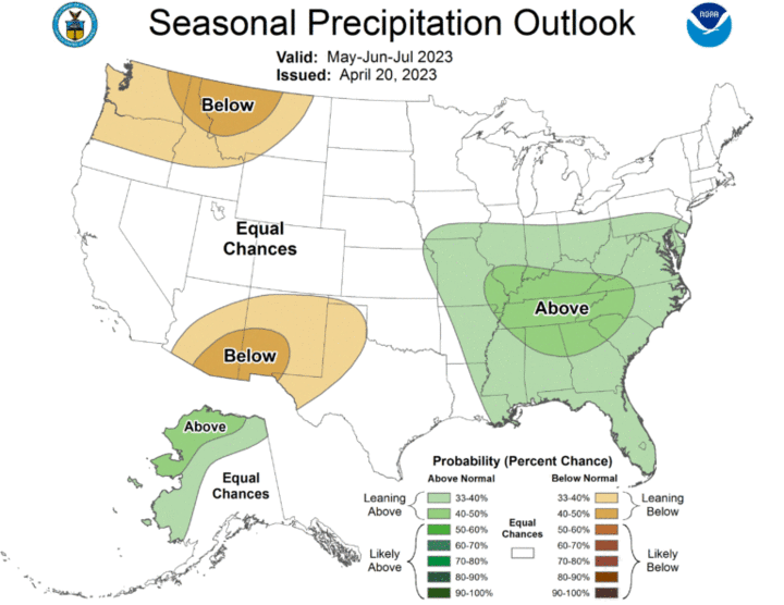 Seasonal precipitation outlook for the United States