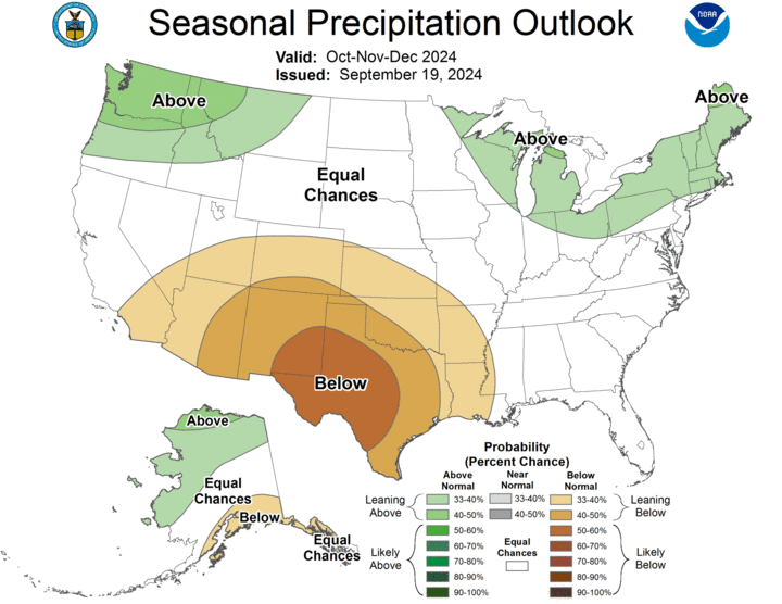 Seasonal precipitation outlook for the United States