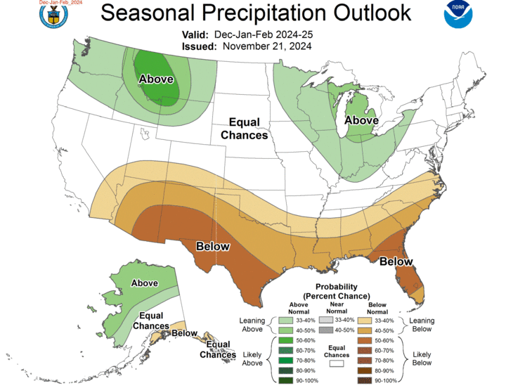 Seasonal precipitation outlook for the United States