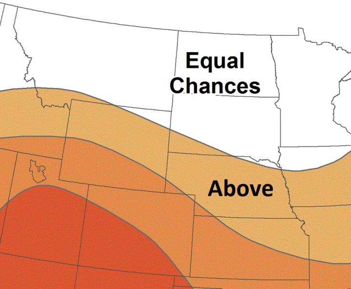Seasonal temperature outlook for the High Plains region