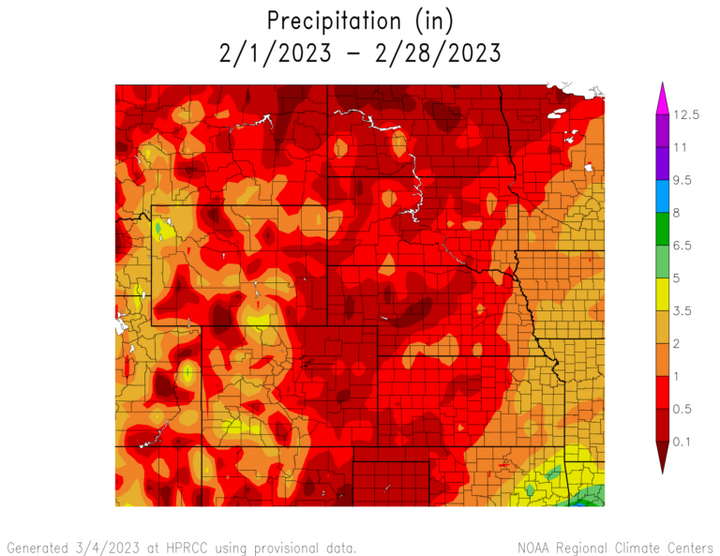 Total precipitation in the High Plains region