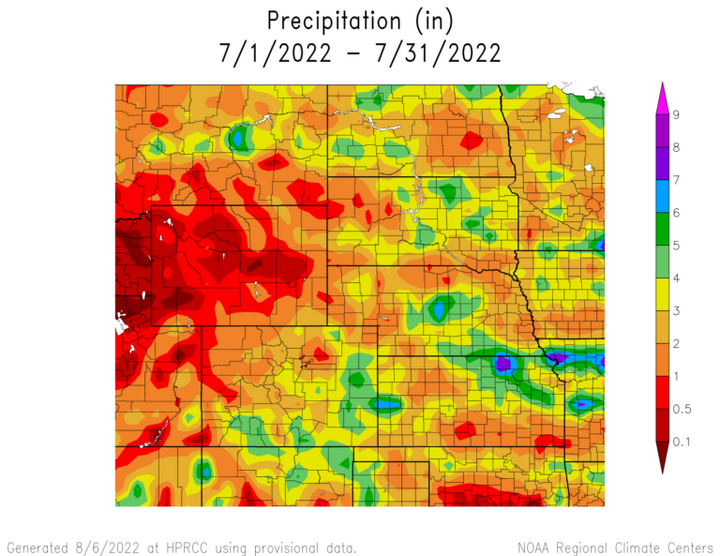 Total precipitation in the High Plains region