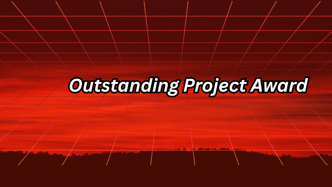 Outstanding Project Award Words with red and black background